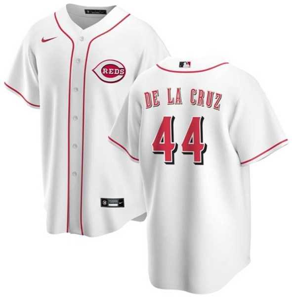 Men%27s Cincinnati Reds #44 Elly De La Cruz White Cool Base Stitched Baseball Jersey